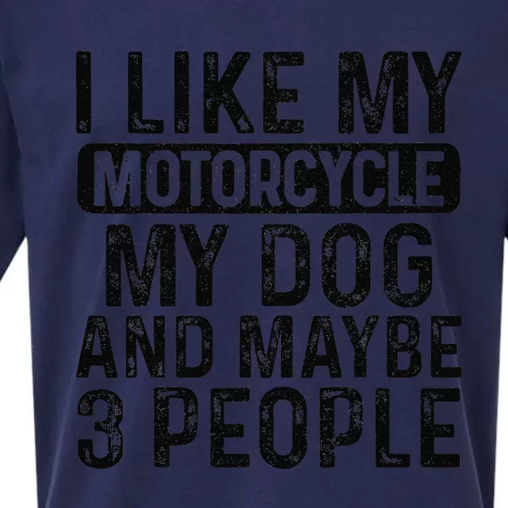 I Like My Motorcycle Dog & Maybe 3 People Funny Biker Sueded Cloud Jersey T-Shirt