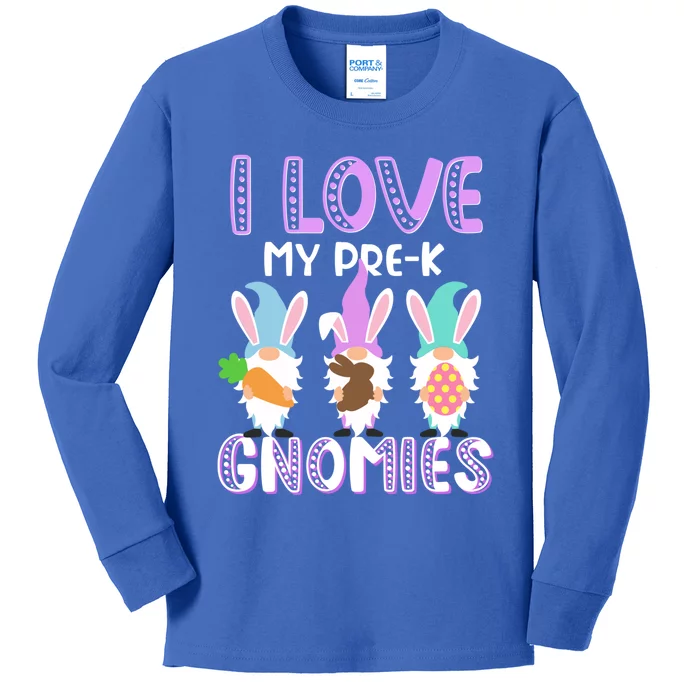 I Love My Prek Gnomies Easter Prek Teacher Gnome Gift Kids Long Sleeve Shirt