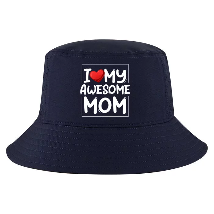 I Love My Awesome Mom Heart Valentines Day Matching Couple Gift Cool Comfort Performance Bucket Hat