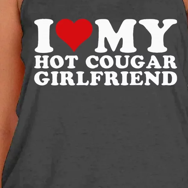 I Love My Hot Cougar Girlfriend I Heart My Hot Cougar Gf Women's Knotted Racerback Tank