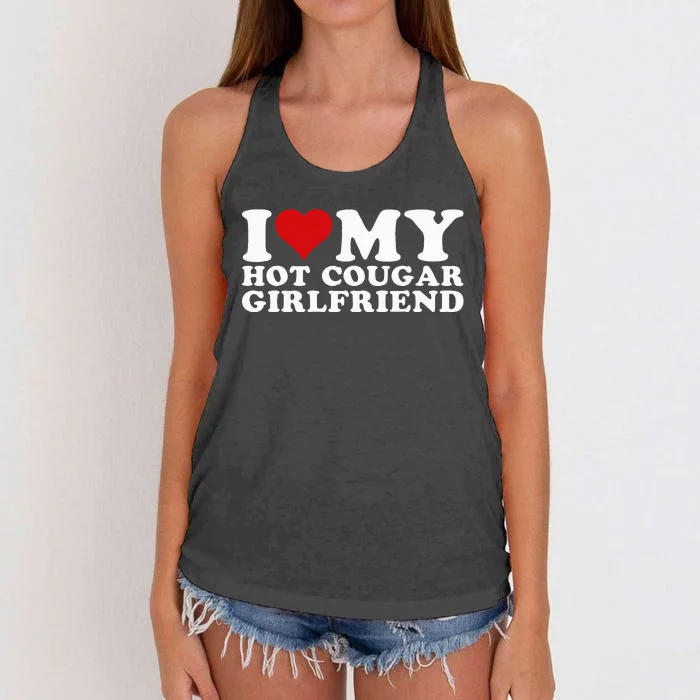 I Love My Hot Cougar Girlfriend I Heart My Hot Cougar Gf Women's Knotted Racerback Tank