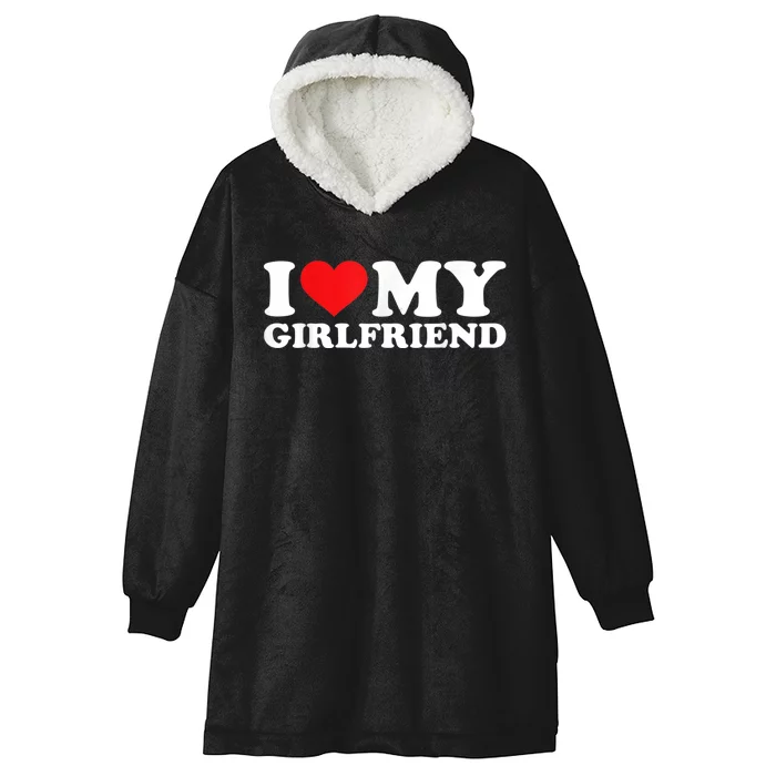 I Love My Girlfriend Tshirt Funny Valentine Red Heart Love Hooded Wearable Blanket