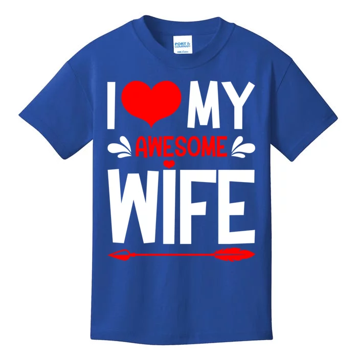 I Love My Awesome Funny Husband Funny Valentines Day Couple Gift Kids T-Shirt