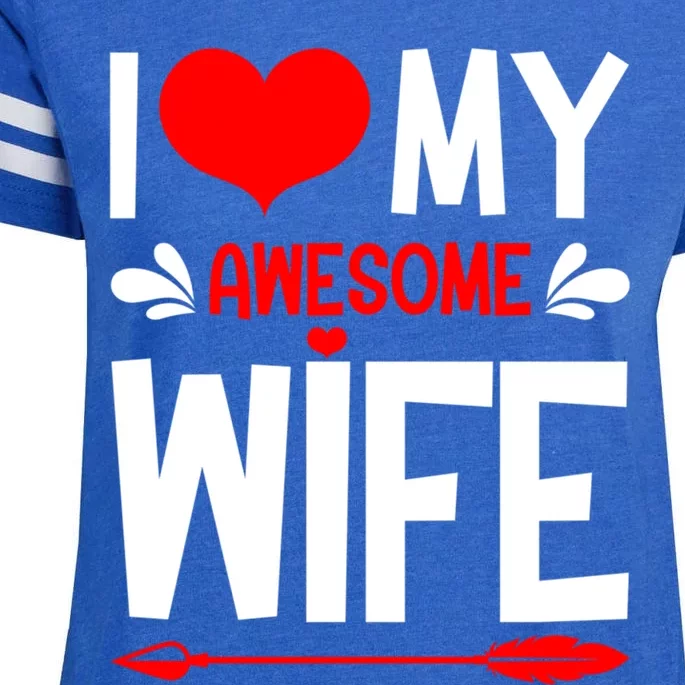 I Love My Awesome Funny Husband Funny Valentines Day Couple Gift Enza Ladies Jersey Football T-Shirt