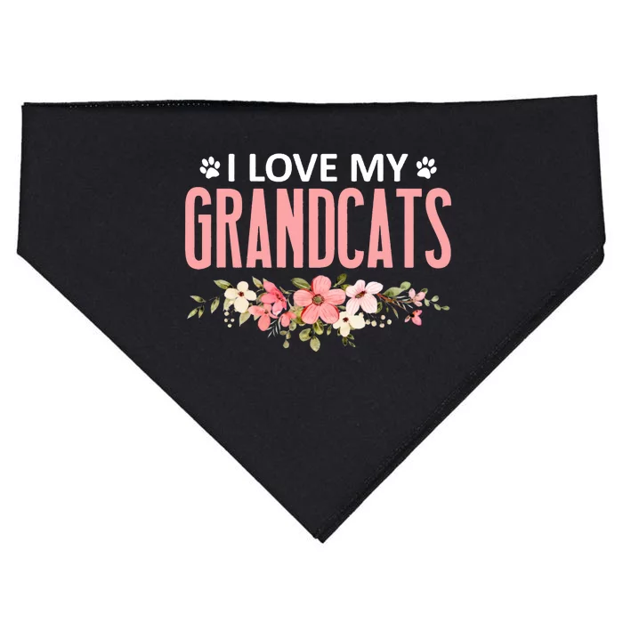 I Love My Grandcats Cat Lover Granddad Grandma Grandparent USA-Made Doggie Bandana