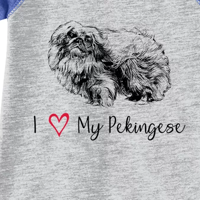 I Love My Pekingese Gift For Pekingese Mama Gift Infant Baby Jersey Bodysuit