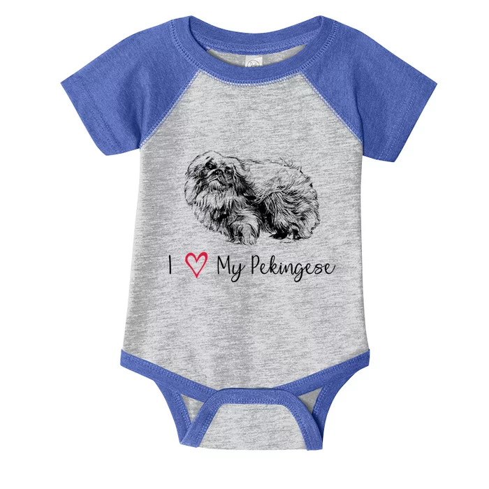 I Love My Pekingese Gift For Pekingese Mama Gift Infant Baby Jersey Bodysuit