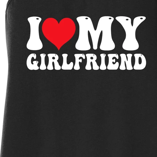 I Love My Girlfriend Heart Boyfriend Couples Women's Racerback Tank