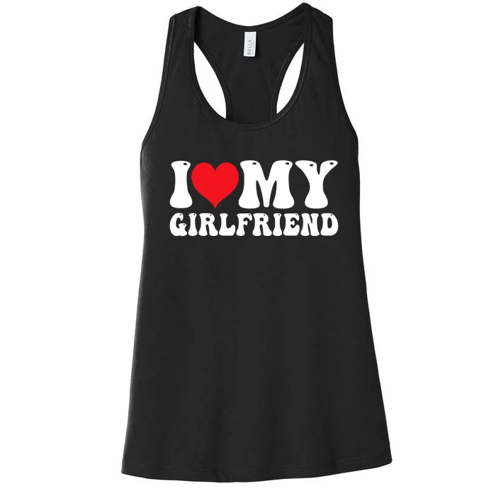 I Love My Girlfriend Heart Boyfriend Couples Women's Racerback Tank