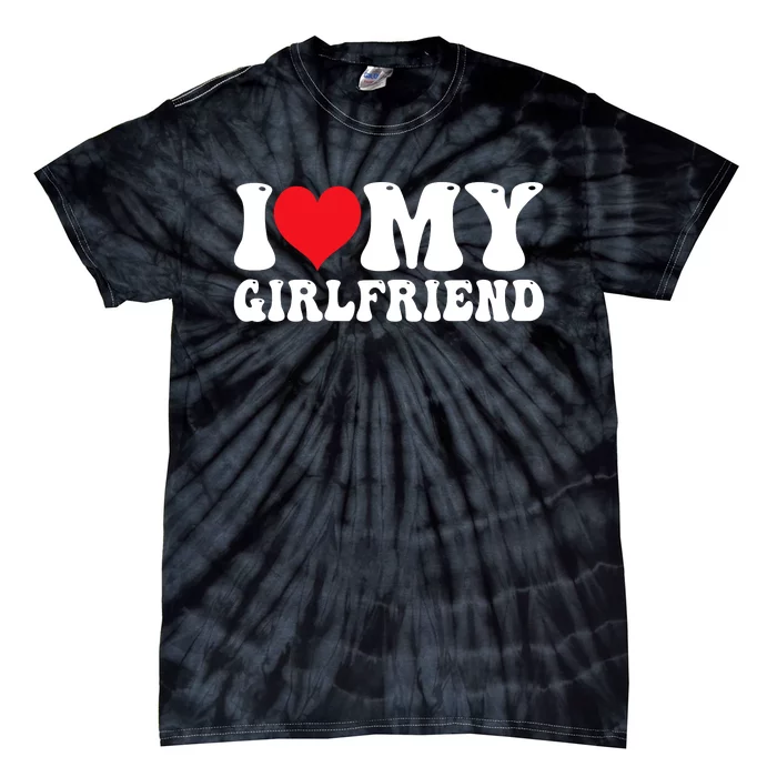 I Love My Girlfriend Heart Boyfriend Couples Tie-Dye T-Shirt