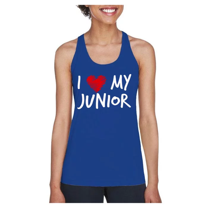 I Love My Junior Valentines Outfit Matching Son Family Gift Women's Racerback Tank