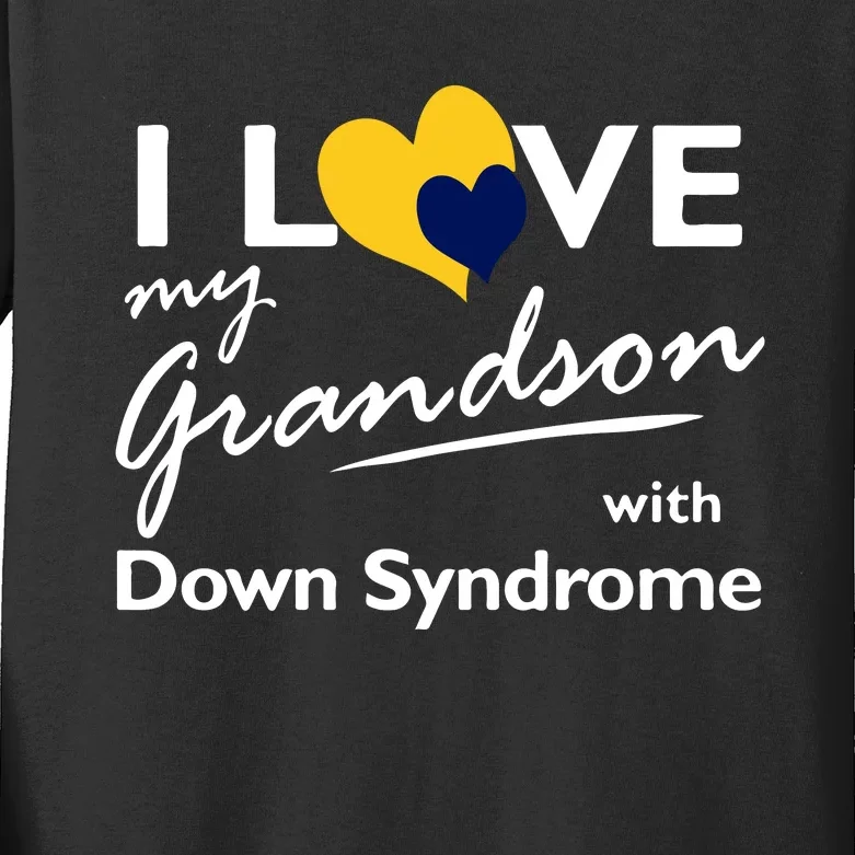 I Love My Grandson With Down Syndrome Gift Family Matching Kids Long Sleeve Shirt