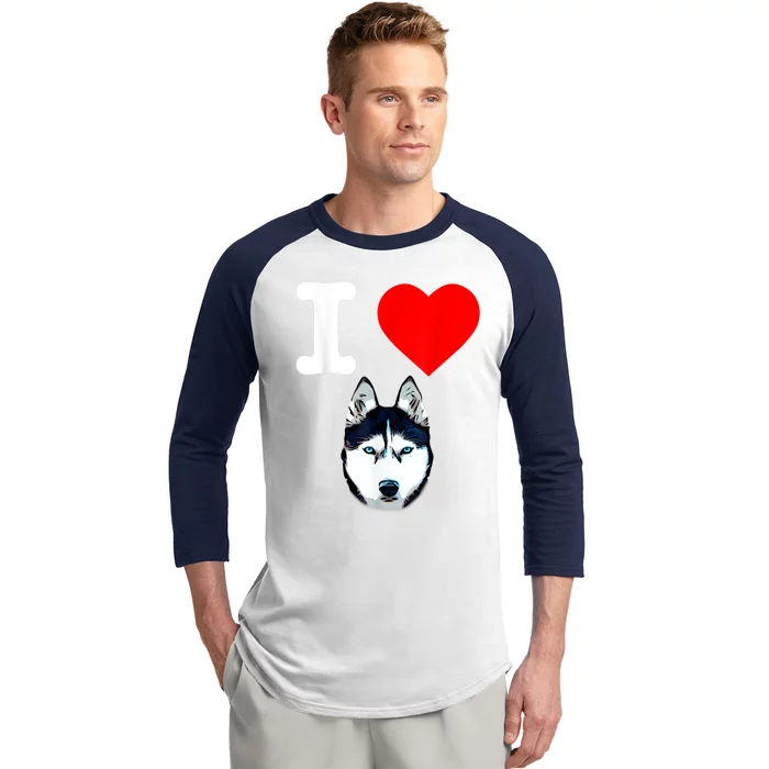 I Love My Siberian Husky Dog Mom Puppy Family Dog Dad Gift Baseball Sleeve Shirt