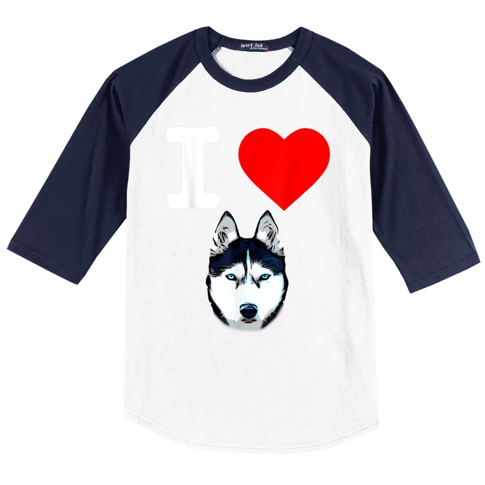 I Love My Siberian Husky Dog Mom Puppy Family Dog Dad Gift Baseball Sleeve Shirt