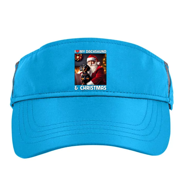 I Love My Dachshund And Christmas Lights Santa Clause Dog Great Gift Adult Drive Performance Visor