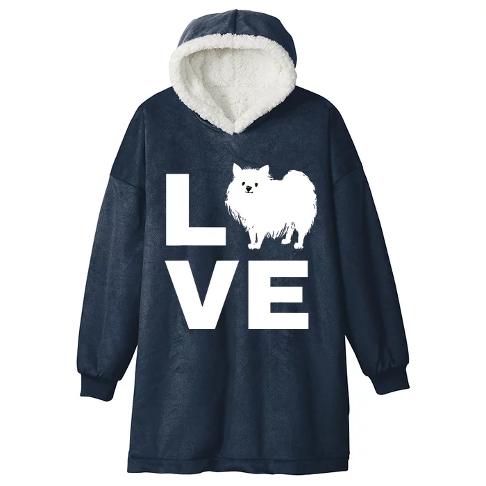 I Love My Pomeranian Dog Puppy Pet Lover Gift Hooded Wearable Blanket