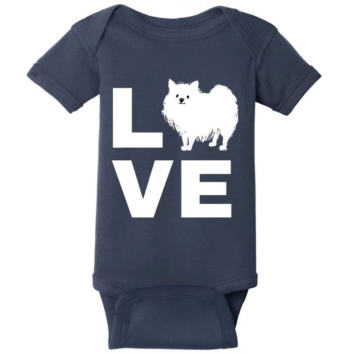 I Love My Pomeranian Dog Puppy Pet Lover Gift Baby Bodysuit