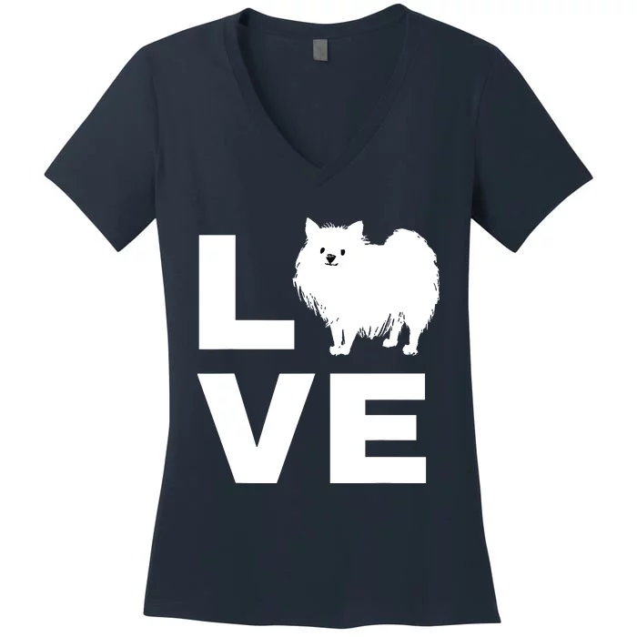 I Love My Pomeranian Dog Puppy Pet Lover Gift Women's V-Neck T-Shirt