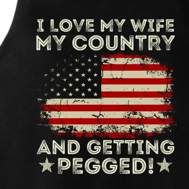 I LOVE MY WIFE MY COUNTRY AND GETTING PEGGED! Ladies Tri-Blend Wicking Tank