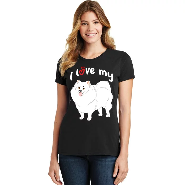 I Love My White Pomeranian Dog Women's T-Shirt