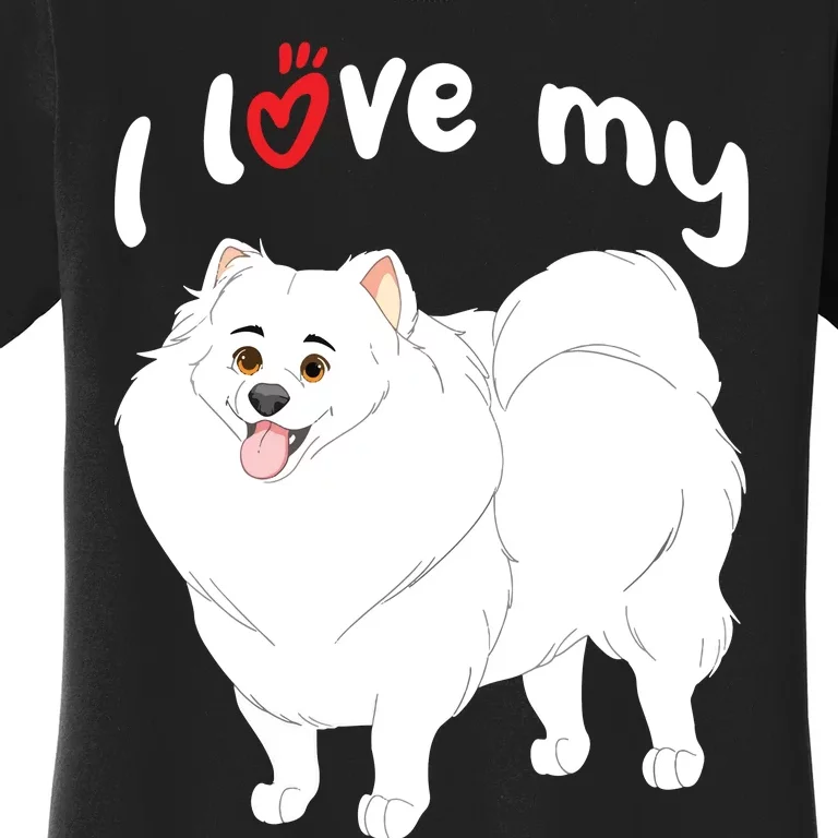 I Love My White Pomeranian Dog Women's T-Shirt