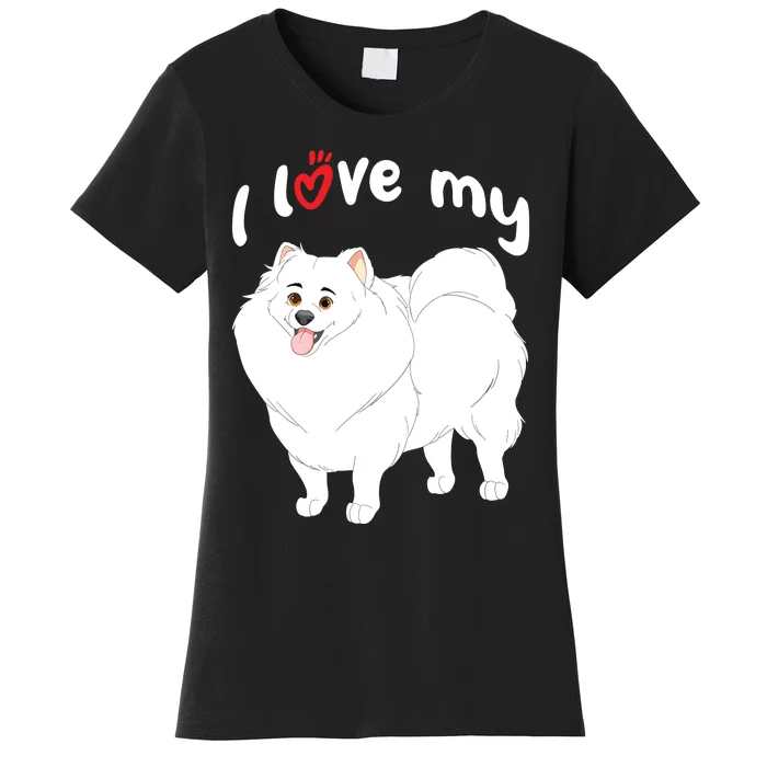 I Love My White Pomeranian Dog Women's T-Shirt