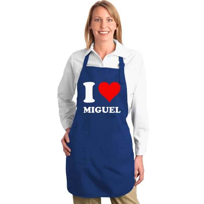 I Love Miguel Full-Length Apron With Pocket