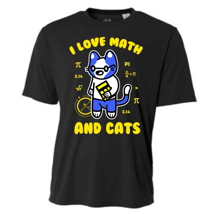 I Love Math And Cats Funny Pi Day Teacher Cat Lover Meaningful Gift Cooling Performance Crew T-Shirt