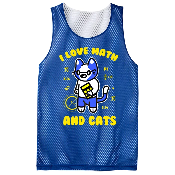 I Love Math And Cats Funny Pi Day Teacher Cat Lover Meaningful Gift Mesh Reversible Basketball Jersey Tank