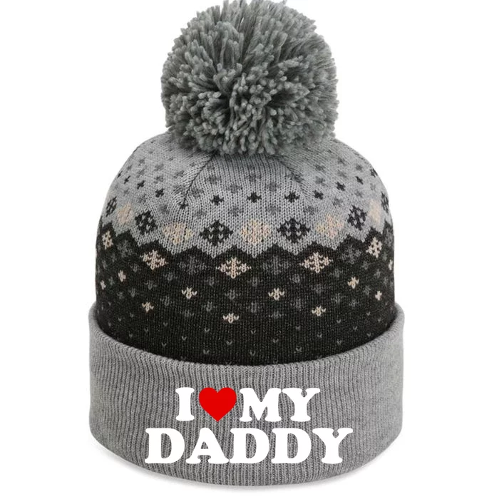 I Love My Daddy Funny Gift Red Heart Cool Gift The Baniff Cuffed Pom Beanie