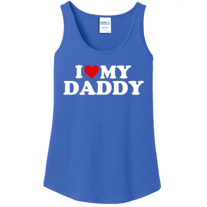 I Love My Daddy Funny Gift Red Heart Cool Gift Ladies Essential Tank