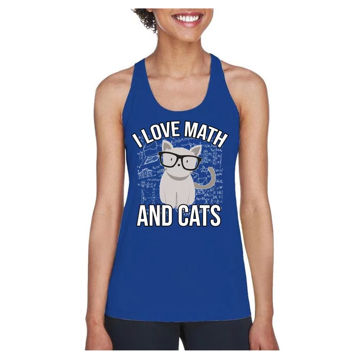 I Love Math And Cats Funny Women's Racerback Tank