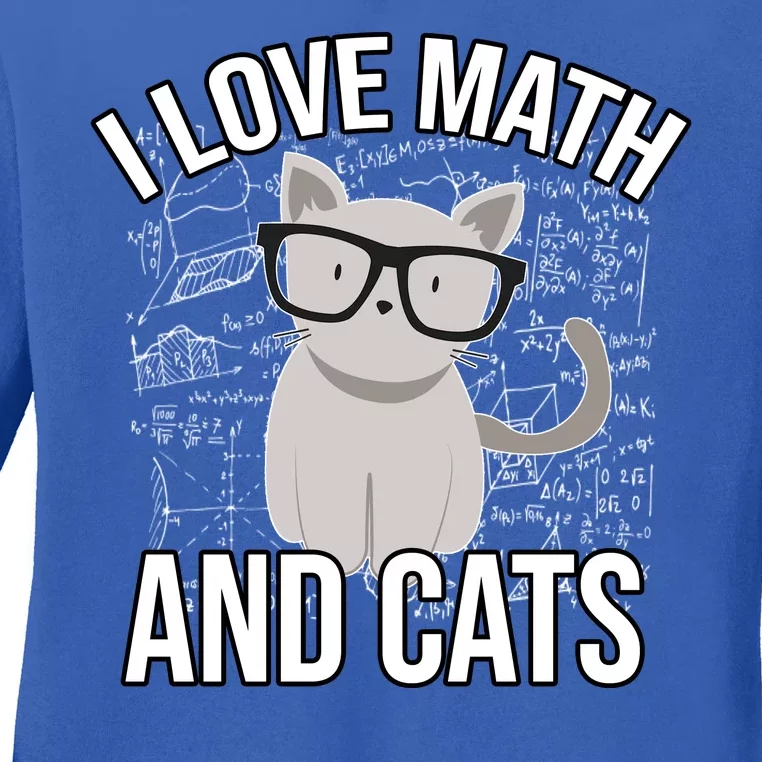 I Love Math And Cats Funny Ladies Long Sleeve Shirt