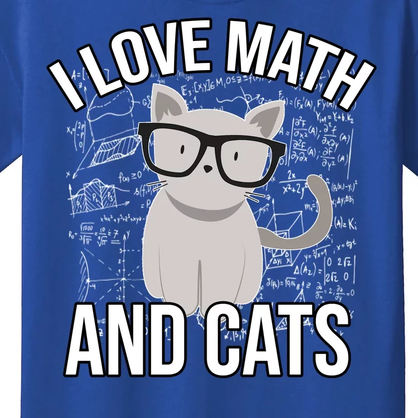 I Love Math And Cats Funny Kids T-Shirt