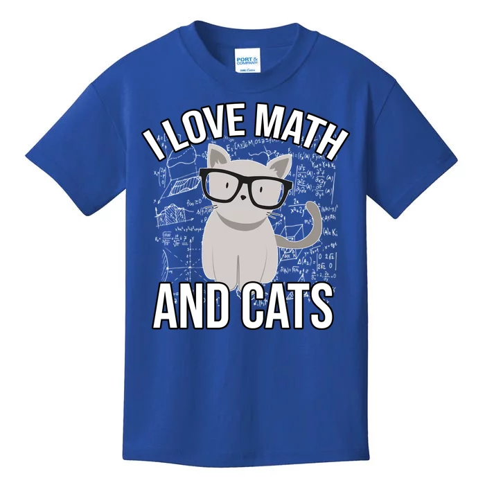 I Love Math And Cats Funny Kids T-Shirt