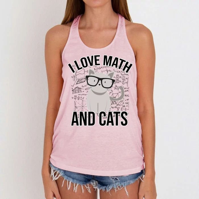 I Love Math And Cats Funny Women's Knotted Racerback Tank