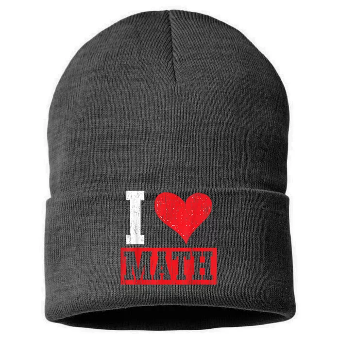 I Love Math Heart Math Sustainable Knit Beanie