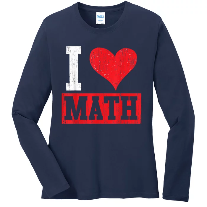 I Love Math Heart Math Ladies Long Sleeve Shirt