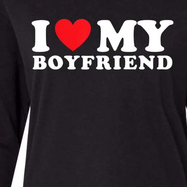 I Love My Boyfriend I Heart My Boyfriend BF TShirt Womens Cotton Relaxed Long Sleeve T-Shirt