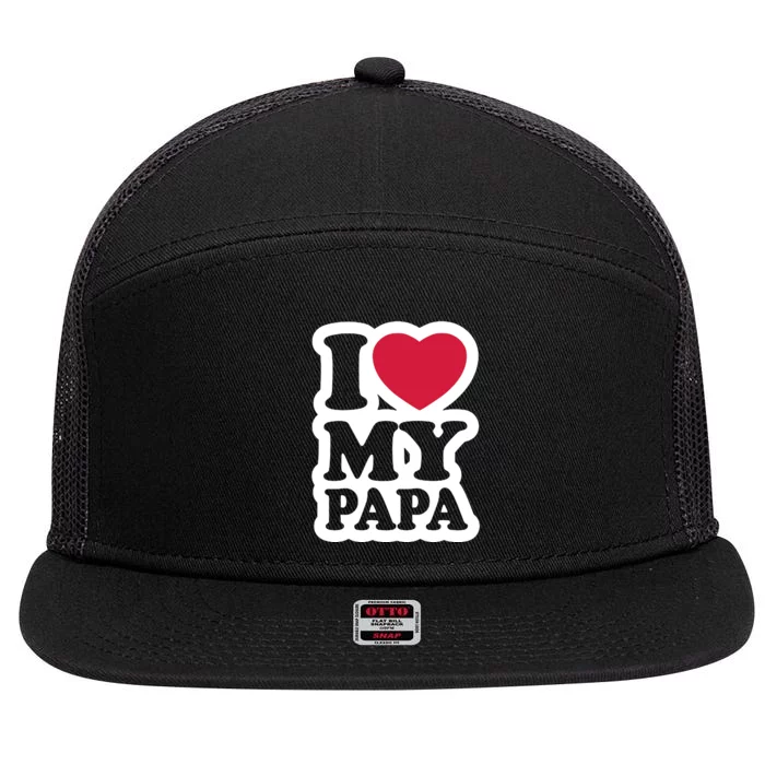 I Love My Papa Retro 7 Panel Mesh Trucker Snapback Hat