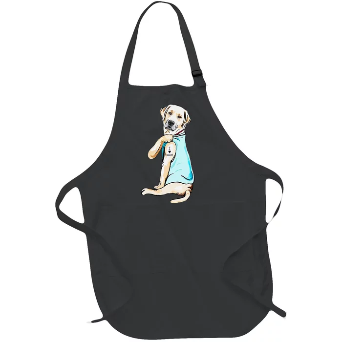 I Love Mom Funny Labrador Tattooed Full-Length Apron With Pocket