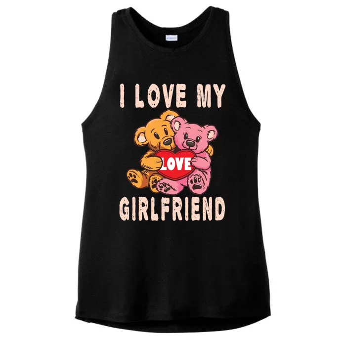 I Love My Friend Teddy Design Bear Cute Couple Gift Ladies Tri-Blend Wicking Tank