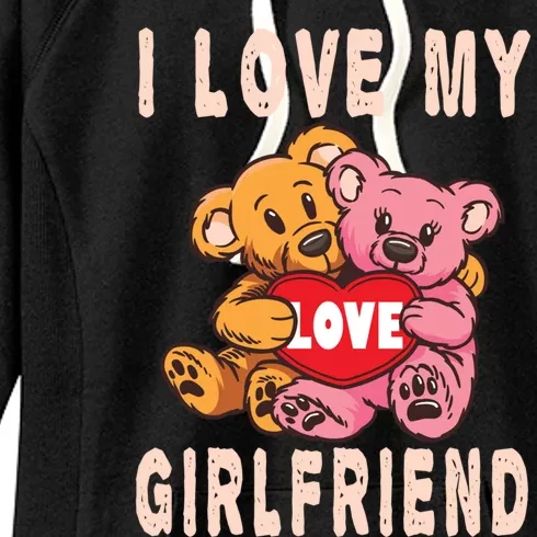 I Love My Friend Teddy Design Bear Cute Couple Gift Women's Fleece Hoodie