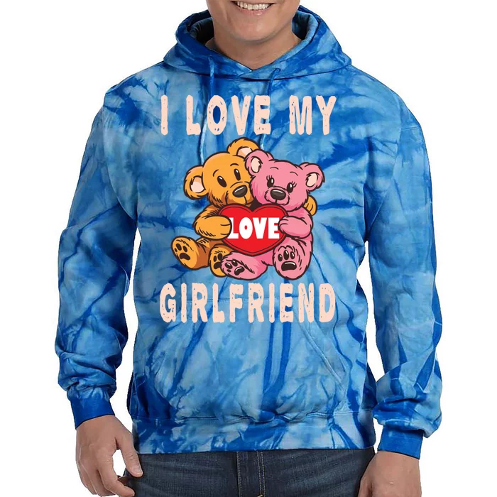 I Love My Friend Teddy Design Bear Cute Couple Gift Tie Dye Hoodie