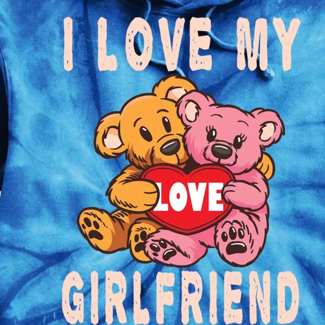 I Love My Friend Teddy Design Bear Cute Couple Gift Tie Dye Hoodie