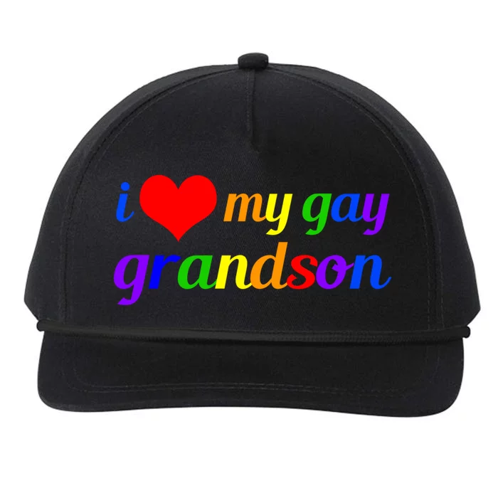 I Love My Gay Grandson Lgbtq Grandma Grandpa Funny Gift Snapback Five-Panel Rope Hat