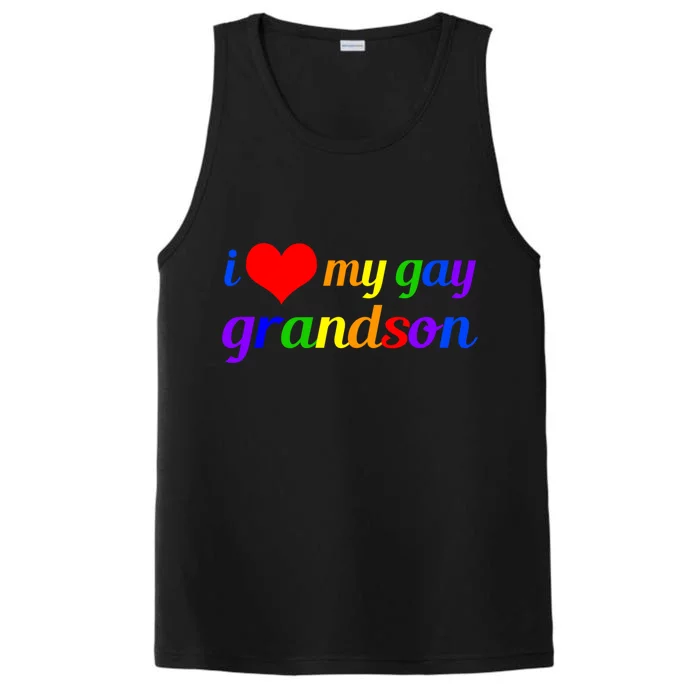 I Love My Gay Grandson Lgbtq Grandma Grandpa Funny Gift Performance Tank