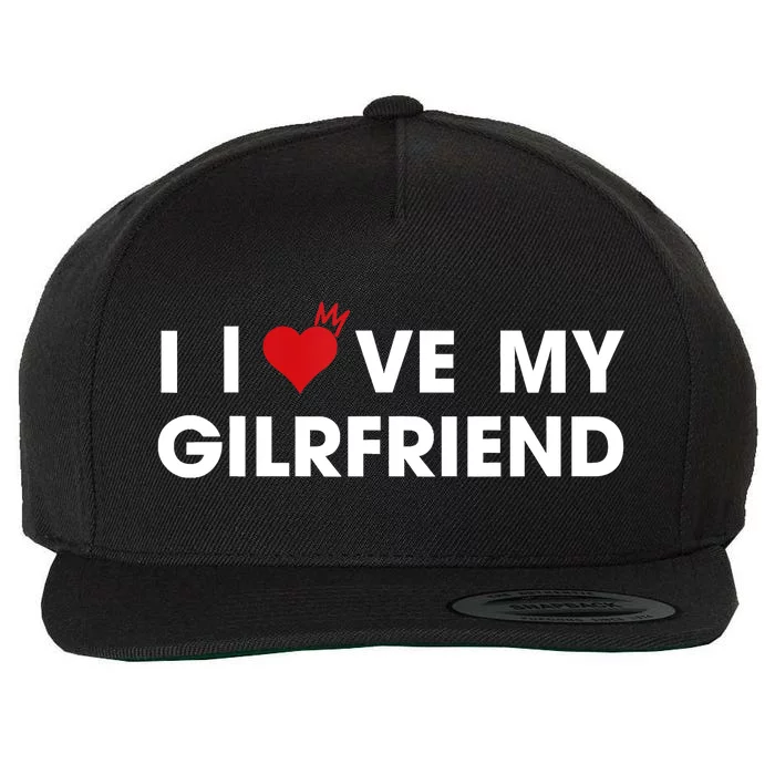 I Love My Girlfriend Men Women Valentine Day Wool Snapback Cap