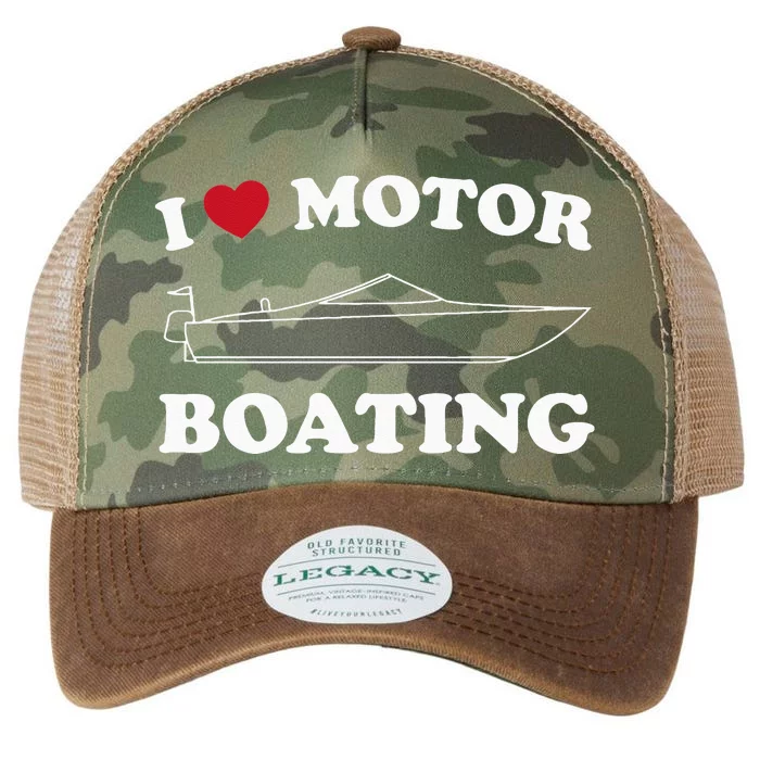 I Love Motor Boating Outfit Motorboat Lover Boater Legacy Tie Dye Trucker Hat