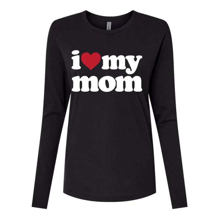 I Love My Mom Gift Womens Cotton Relaxed Long Sleeve T-Shirt